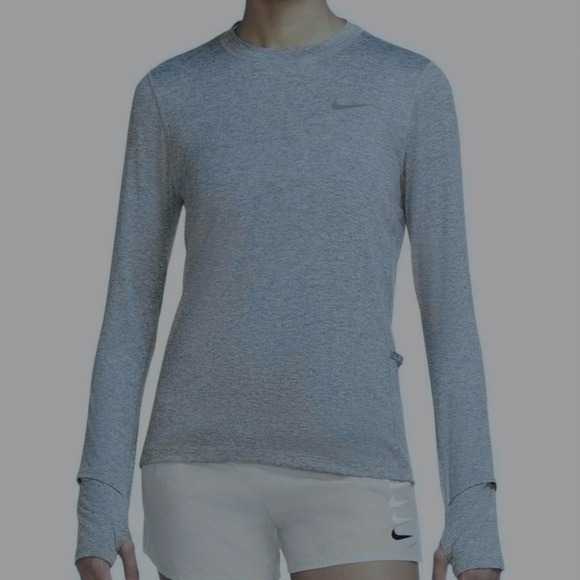 NIKE Women's Element Running Crewneck Pullover Long Sleeve Shirt, Smoke Grey - Picture 1 of 6